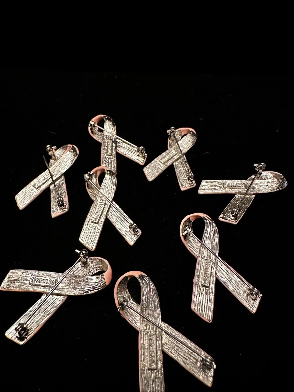 Vintage 2014 Pink Ribbon Crystal Awareness Pin - Women Accessories Lot of 8
